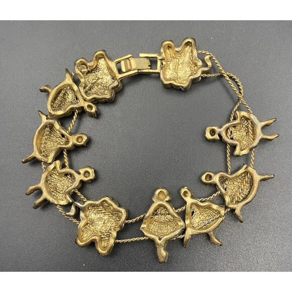 Vtg Ballerina Slide Charm Bracelet Ballet Dance Slippers Silver Wash Gold Tone - Picture 4 of 9